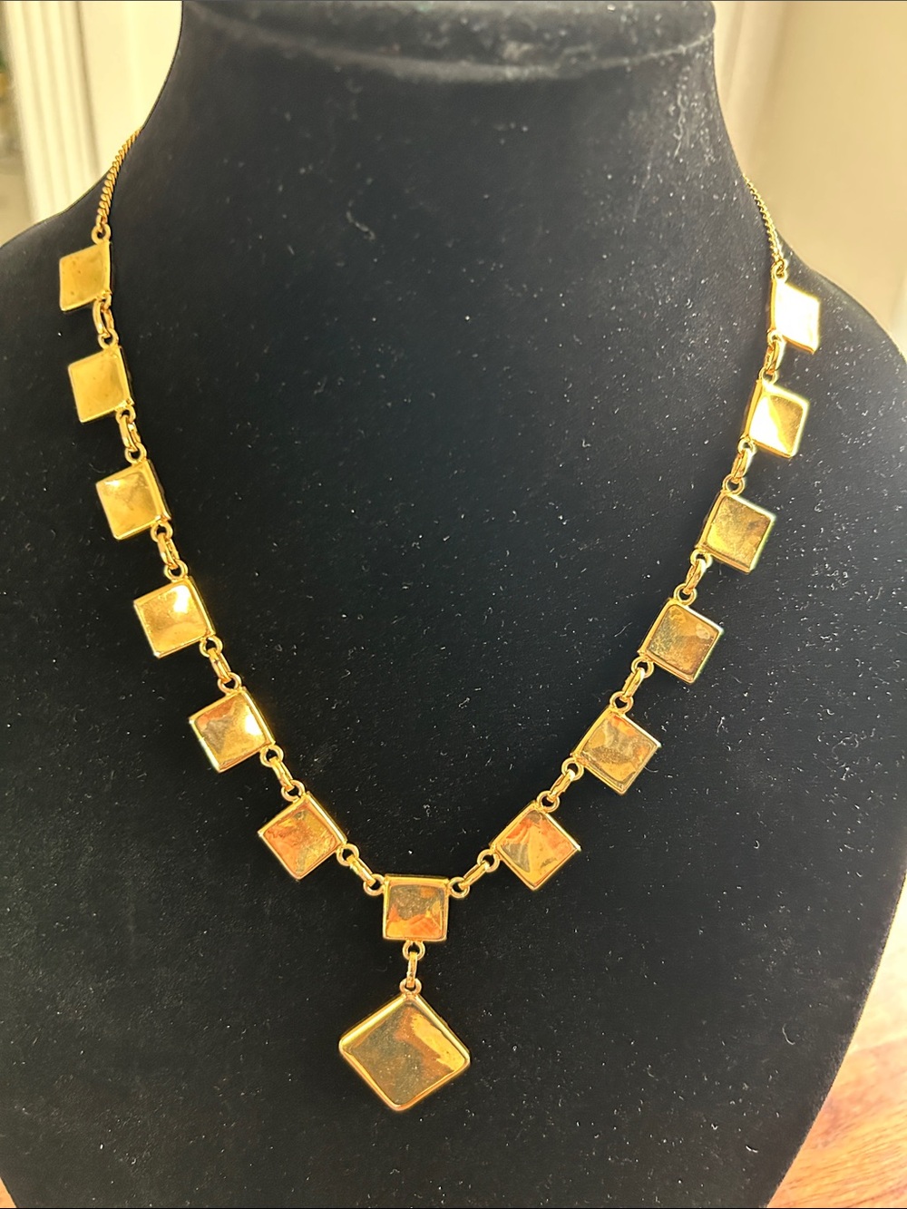 Spanish Damascene Gold Toned Arabesque Necklace 20” - Picture 4 of 6